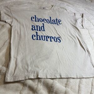 Off White Graphic T-Shirt with Blue Print